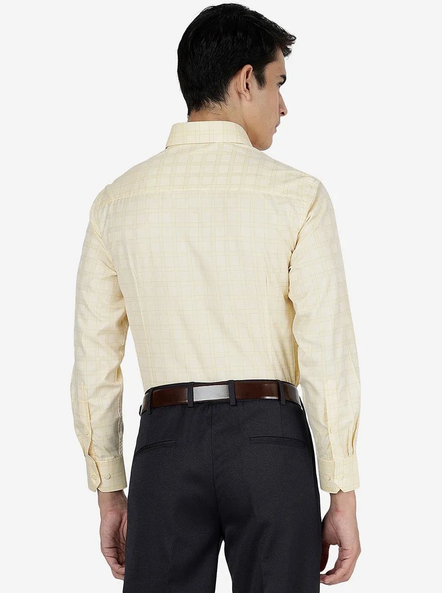 Yellow Checked Slim Fit Formal Shirt | Greenfibre